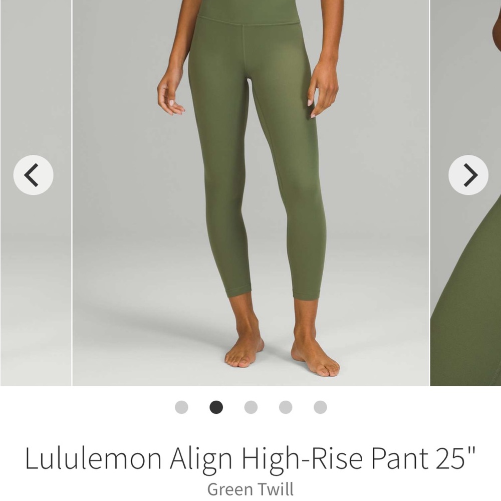 Size 12 Lululemon Align Leggings, NWOT, 28 inches, Green Twill